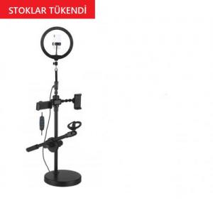 4 In 1 Yayıncı Stüdyo Youtuber Usb Led Masa Lambası Ve Telefon Tutucu Tripod